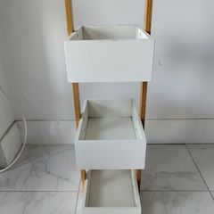 3-Tier Bamboo & White Bathroom Storage Caddy