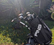 Set of adult golf clubs rare ping bag and trolley included