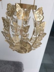 Gold Butterfly Lantern Holder For Candle/Flowers