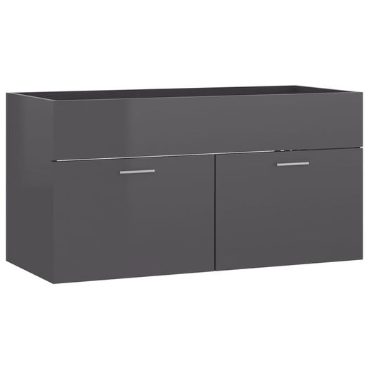 Sink Cabinet with Built-in Basin High Gloss Grey Chipboard