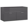 Sink Cabinet with Built-in Basin High Gloss Grey Chipboard Image 6