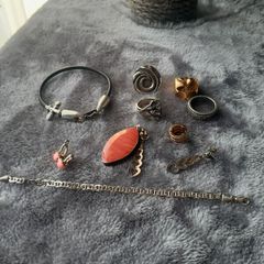 solid silver,one gold plated folli follie, bracelet,rings,earrings and other what the pictures