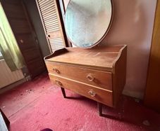 Vintage Dressing Table with Round Mirror Retro Vanity