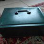 Vintage green metal cash box with key Image 2