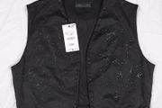 Zara Black Faux Suede Studded Waistcoat Vest Size XL