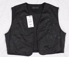 Zara Black Faux Suede Studded Waistcoat Vest Size XL