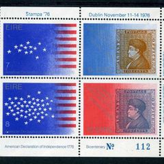 1976 Ireland Stampa Souvenir Sheet on US Bicentenary Commemorative Stamp Miniature Sheet Mint Never Hinged (MNH)