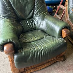 green leather armchair