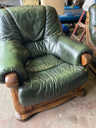green leather armchair