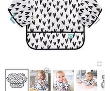 Silicone Bib - Grey Hearts