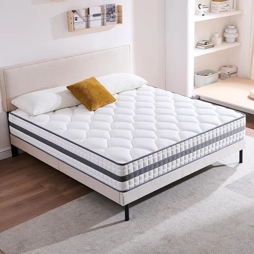 King Mattress, Hybrid Memory Foam and Spring, Zonal Support, Decompression, Medium Firm, Soft and Breathable Cloth, Mattress-in-Box, 150x200x22cm