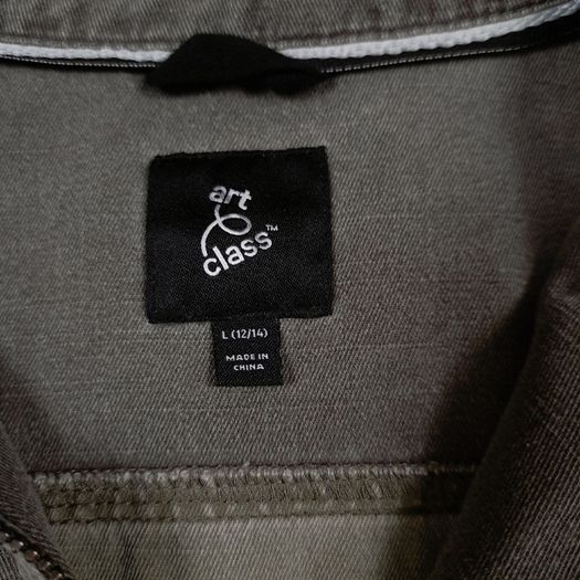 Art Class Grey Khaki Charcoal Patchwork Military Utility Jacket with Patches 8UK/36EU