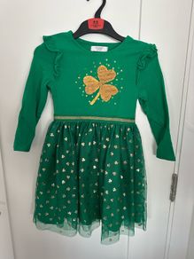 Green & gold dress with changing sequins, 5-6 years (116cm)