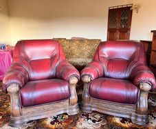 Genuine Italian Burgandy Real Leather Armchairs