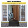 Rubber Threshold Ramp, 6.5 cm Rise Threshold Ramp Doorway, 3 Channels Cord Cover Rubber Solid Threshold Ramp Image 2