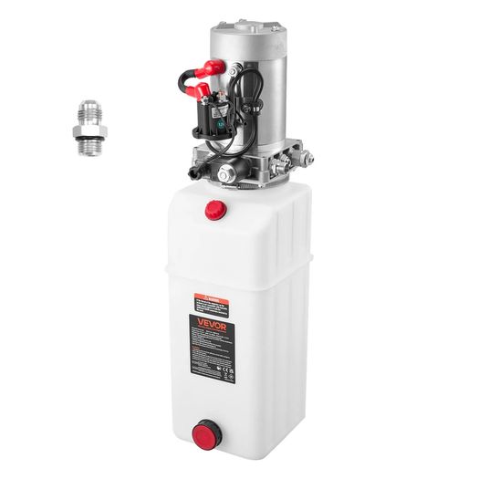 12V DC Hydraulic Power Unit with 8L Metal Reservoir, Single Acting Pump for Dump Trailer & Car Lifting