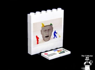 LEGO Rare The Art Of The Brick By Nathan Sawaya Lego Printed Museum Exhibit Limited Edition Promo Grey Head With Four Colored Men That Has The