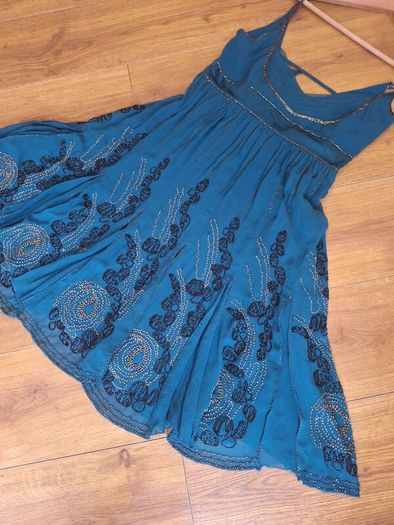 vintage y2k karen millen silk teal embellished