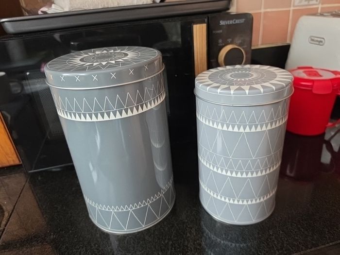 set of 2 storage tins new
