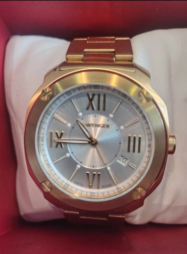 Wenger mens swiss watch model Wenger edge roman 43mm rose gold