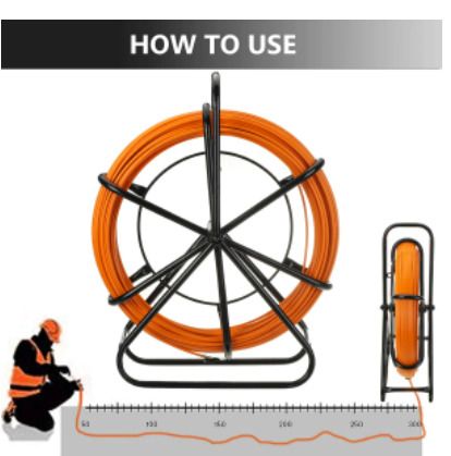 BRAND NEW Fish Tapeglass Fiber Cable Puller Fiberglass Rodder with Head Fish Tape 4.5 MM X 70MTS Cable