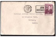 1953 Ireland 2.5d Thomas Moore Tied with clean Join the Defence Forces Slogan on Cover