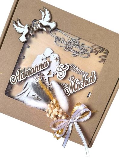 Wedding Gift Card, Personalised Wedding Card, Wooden Wedding Card With Space For Money