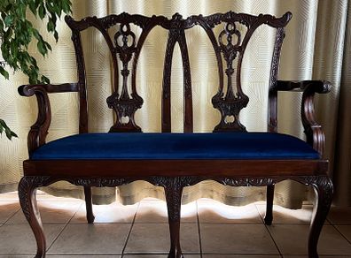 Antique Mahogany Chippendale Love Seat