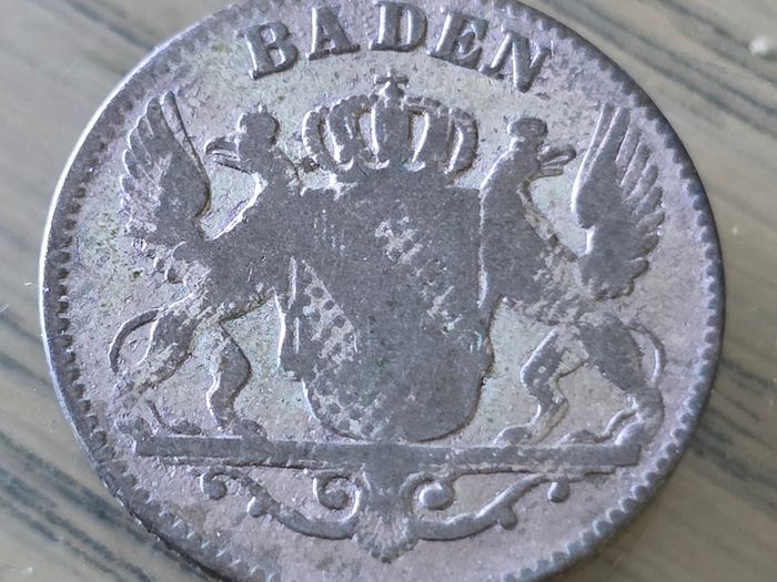 BADEN 6 Kreuzer  1848 Silver