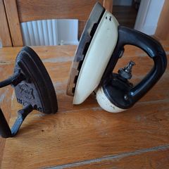 2 irons  - LYNG Sad iron 1900s & Mid Century 1953 paraffin iron