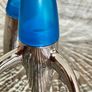 Vintage EZ ECH Centaur Salt Pepper Shakers Polished Stainless Steel Blue Space Age Design 1990s Image 7