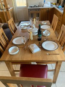 Solid oak dining room table