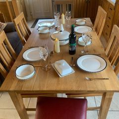 Solid oak dining room table