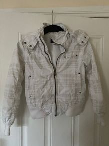 H&M girls white hooded spring autumn jacket age 146cm