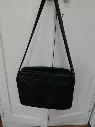 David William Black Leather Computer Bag