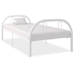 Bed Frame White Metal 90x200 cm