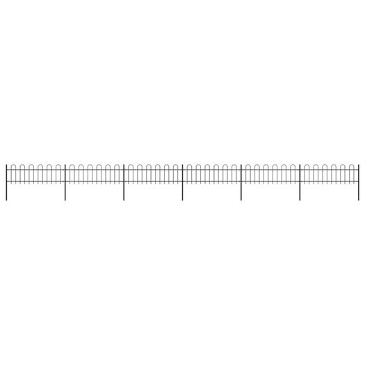 Garden Fence with Hoop Top Steel 10.2x0.6 m Black