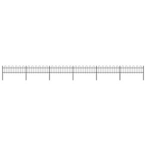 Garden Fence with Hoop Top Steel 10.2x0.6 m Black
