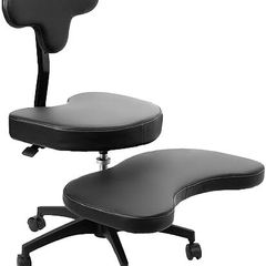 Ergonomic Mobile Cross Legged Desk Chair with Wheels, Home and Office, Flexible Kneeling Chair for Fidgeting, Adjustable Yoga Meditation Criss Cross Seat, Backrest, Black