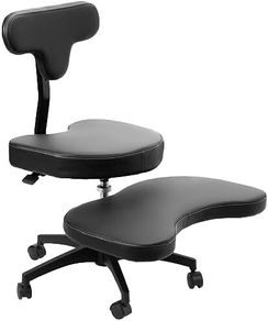 Ergonomic Mobile Cross Legged Desk Chair with Wheels, Home and Office, Flexible Kneeling Chair for Fidgeting, Adjustable Yoga Meditation Criss Cross Seat, Backrest, Black