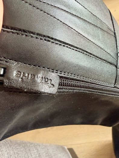Tamaris Leather Knee High Boots EU41 black Block Heel