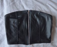Black Faux leather cropped top size 10