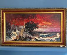 Dramatic Impasto Coastal Seascape Oil Painting by S.Paton