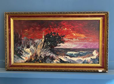 Dramatic Impasto Coastal Seascape Oil Painting by S.Paton