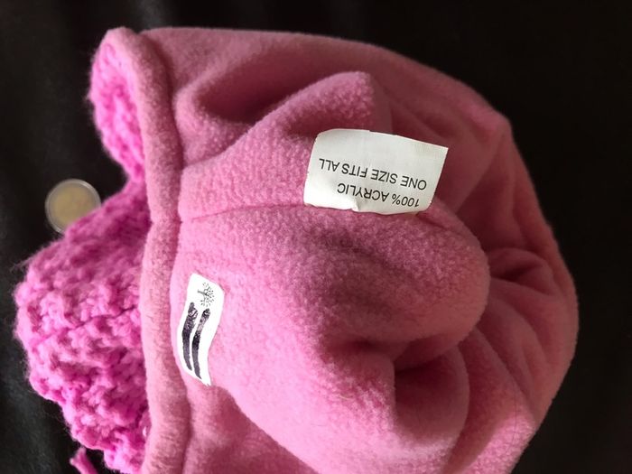 Girls pink fleeced lined Peruvian style cap