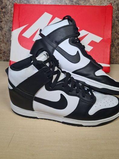 mens NIKE DUNK HI RETRO trainers runners Panda black and white Size UK 10 EU 45 BOXED
