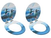 WC Toilet Seats with Soft Close Lid 2 pcs MDF Penguin Design