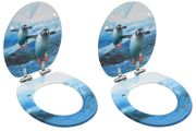 WC Toilet Seats with Soft Close Lid 2 pcs MDF Penguin Design