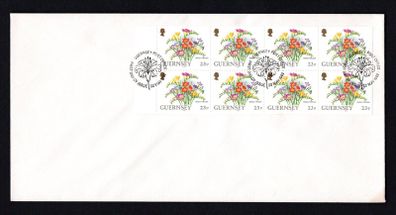 1992 Guernsey GB1.80 Definitive Stamp Booklet Pane (ex SB346) Mixed Fresia Plain First Day Cover (FDC)