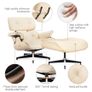 PRO W Ashwood Replica Lounge Chair with Ottoman White Lather Ashwood Wood Genuine Leather Chaise for Living Room Image 3